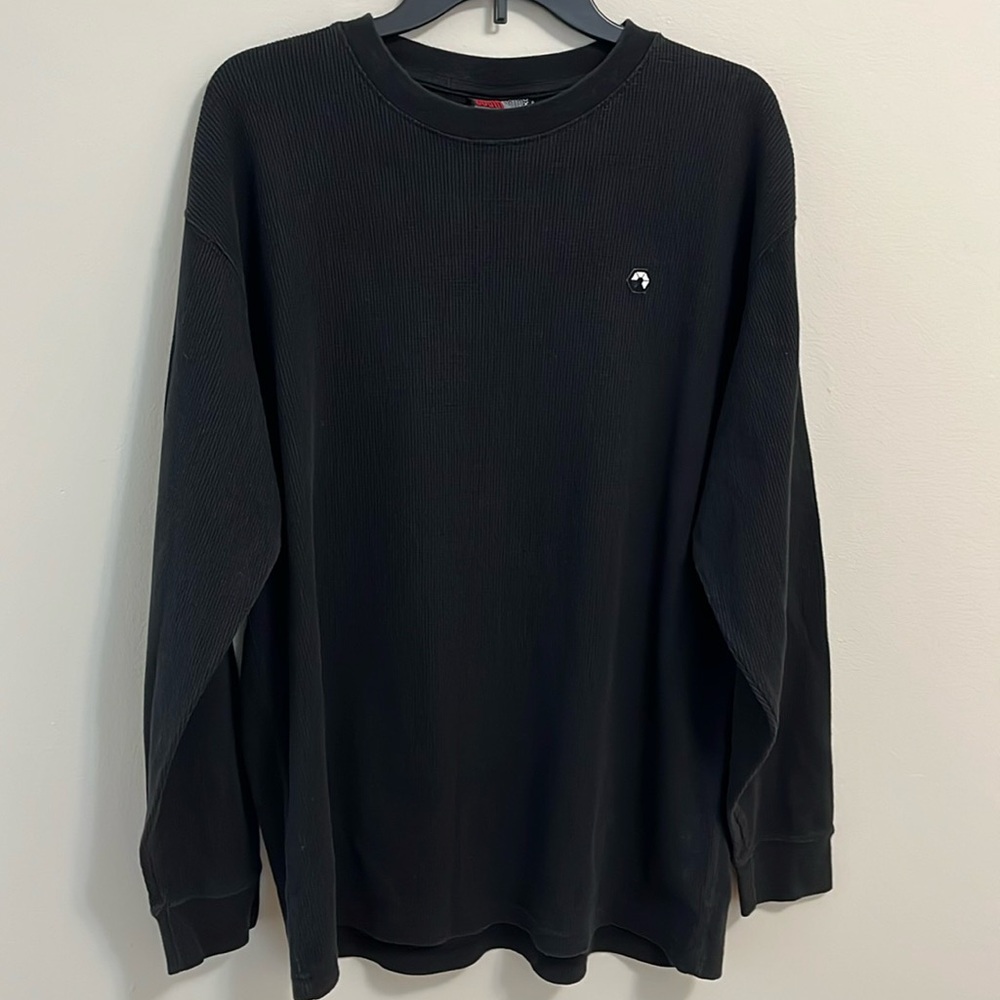 South Pole shirt size XL thermal waffle knit textured black grunge pullover